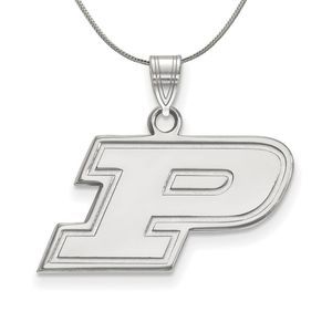 Sterling Silver Purdue Small Initial P Necklace - 16 Inch